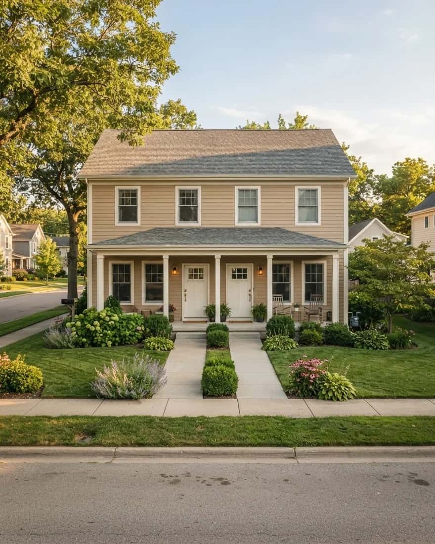 A two unit home with two separate front doors