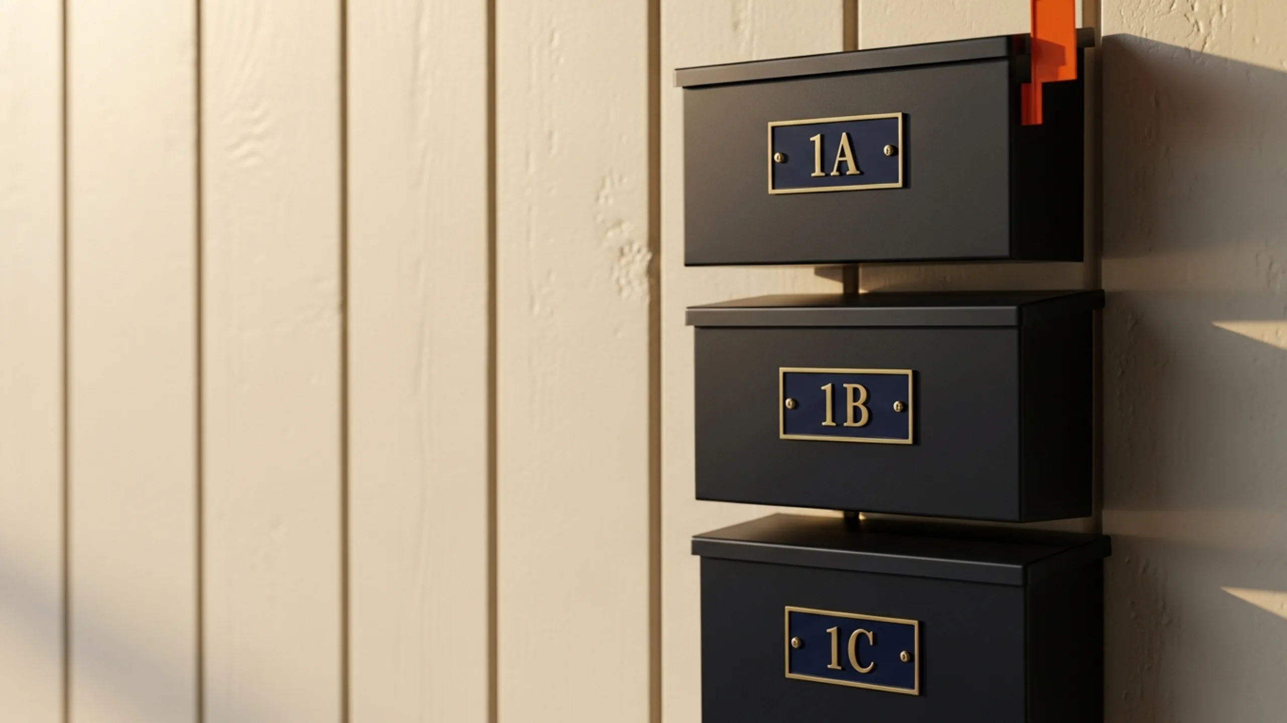 Macro detail of multi-unit mailboxes or door numbers representing adu investing for beginners