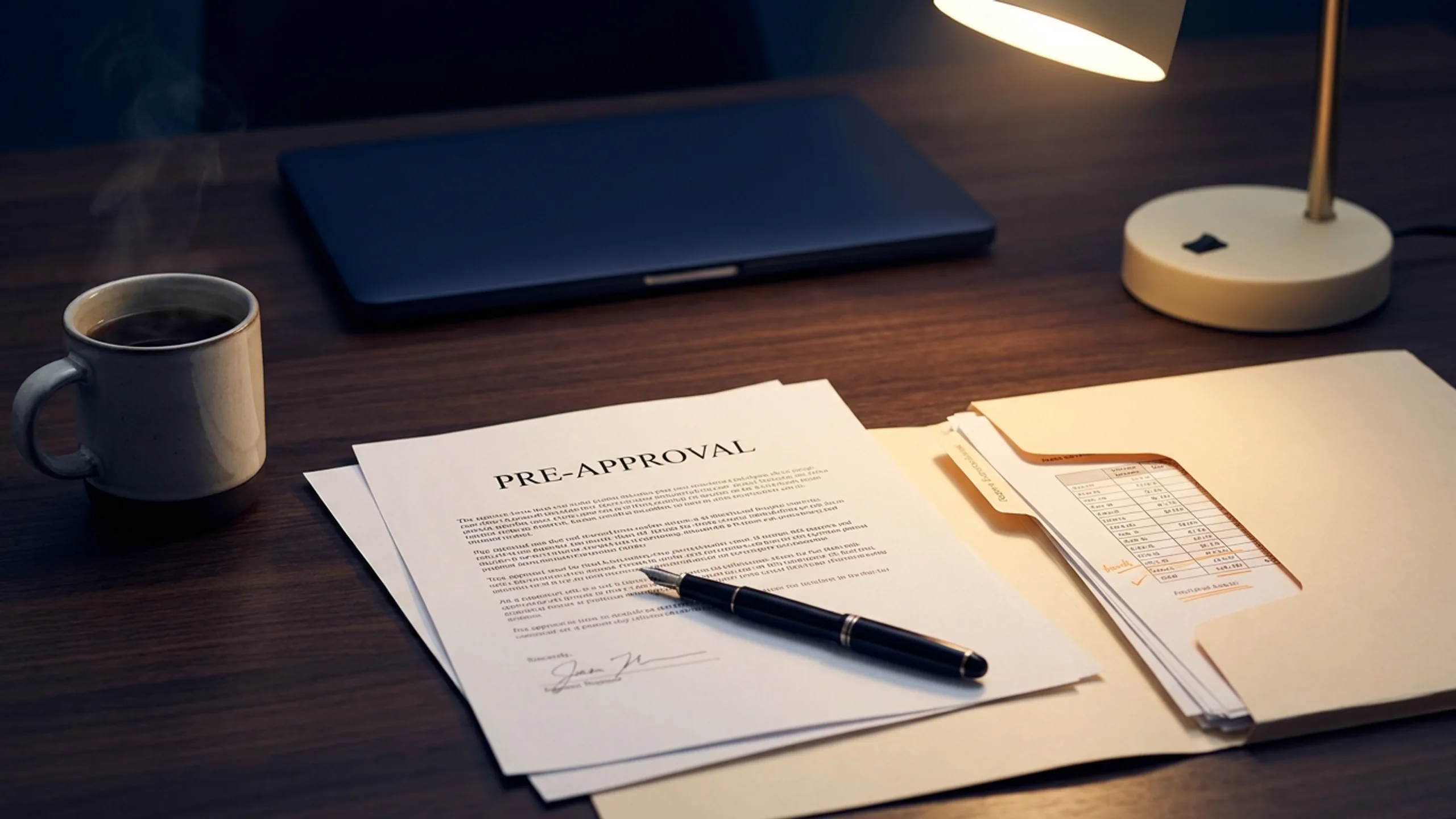 Mortgage paperwork with credit report and pen on a wooden desk for bad credit house hacking