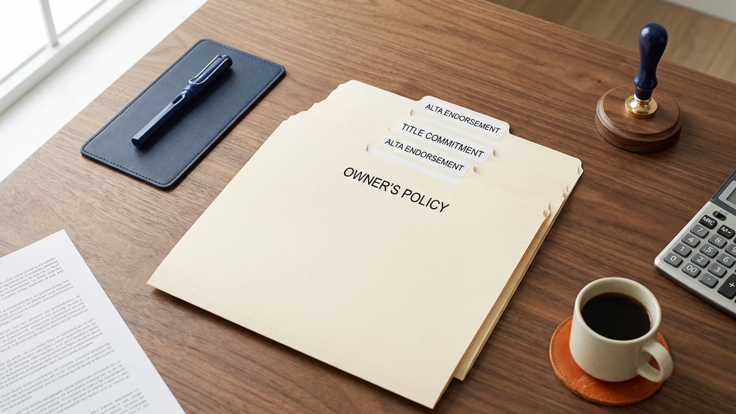 Closing day desk with title policy documents and pen for title insurance explained for investors
